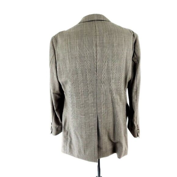 Jos A Bank Wool 2 Button Sport Coat 40R Beige Plaid Windowpane Unconstructed Sho - Picture 5 of 11